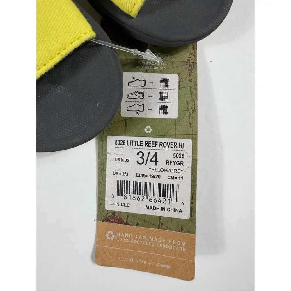 NEW Reef Little Reef Rover Hi Hook & Loop Sandals Yellow Grey Toddler Size 3-4